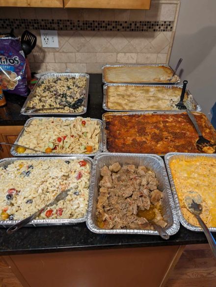 Full-service catering buffet spread